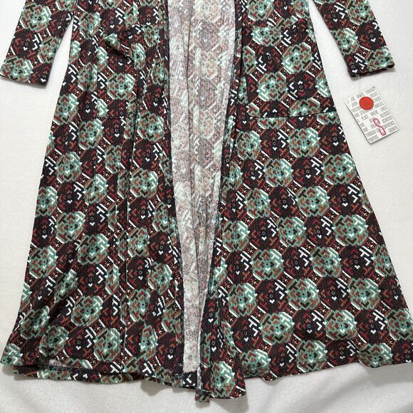 LuLaRoe Sarah Women's Small Duster Cardigan Sweater Pockets Open Front Geometric - Picture 7 of 14